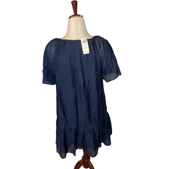Abercrombie & Fitch navy tiered ruffle sleeve trapeze dress size LP - NWT - Picture 4 of 9